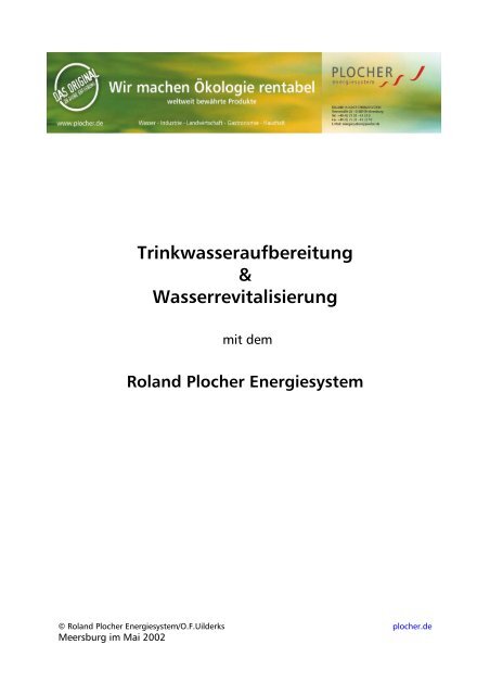 wasser revitalisierung mit dem plocher kat - zeller umweltsysteme