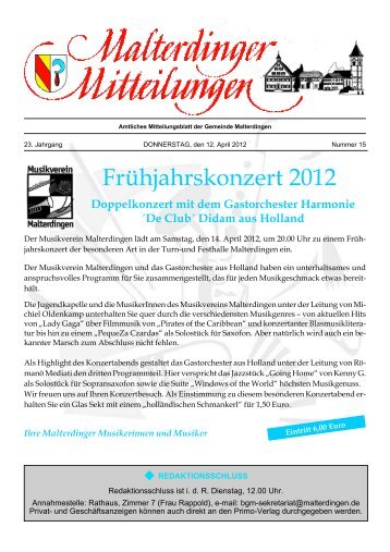 Mitteilungsblatt Nr. 15 vom  12. April 2012 (PDF - Gemeinde ...