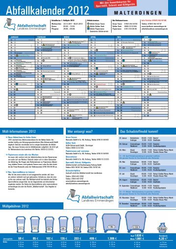 Abfallkalender 2012 - Gemeinde Malterdingen