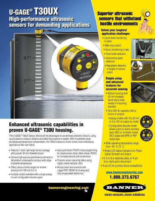 U Gage T30ux Ultrasonic Sensors Flyer Banner Engineering