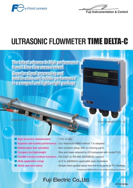 ULTRASONIC FLOWMETER TIME DELTA-C - Fuji Electric America