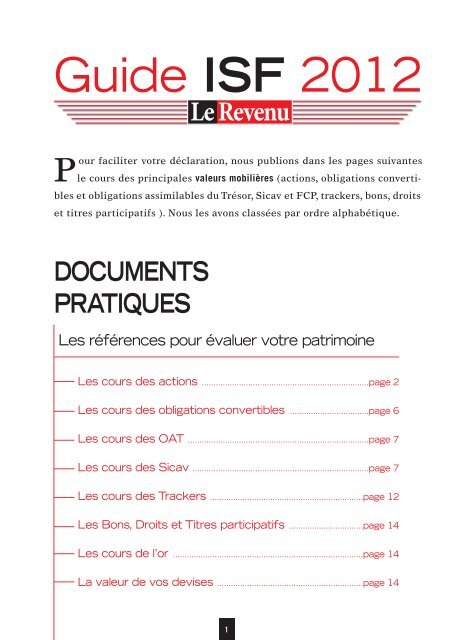 Guide ISF 2012 - Le Revenu