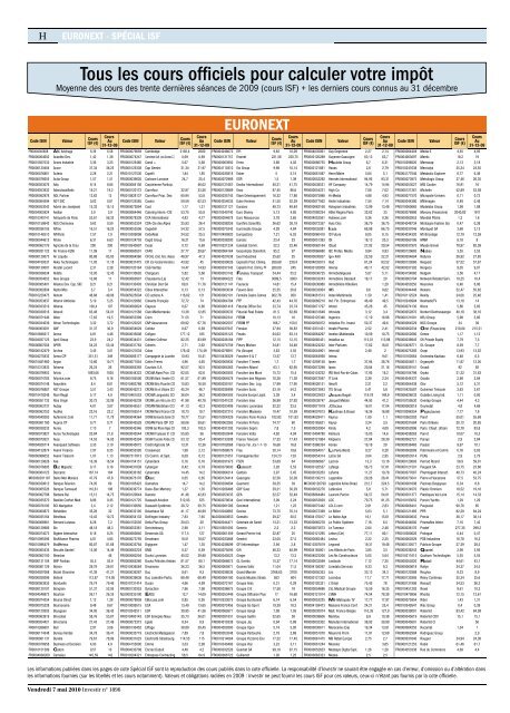 Tous les cours officiels pour calculer votre impôt - Les Echos