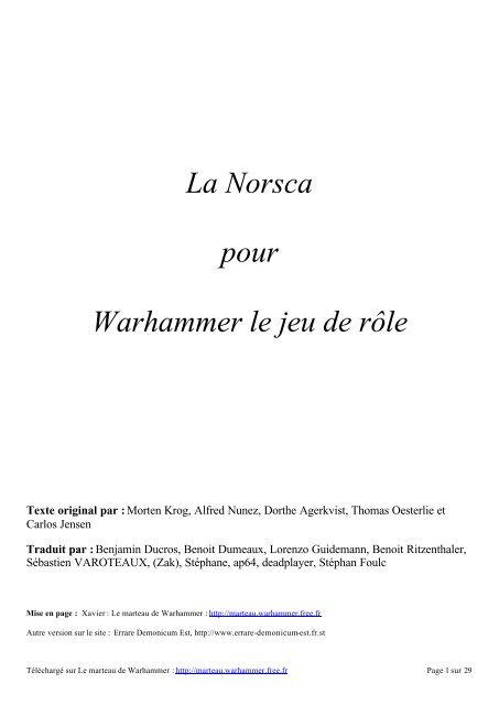 La Norsca pour Warhammer le jeu de rôle - Le Marteau de ...