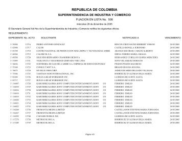 republica de colombia - Superintendencia de Industria y Comercio