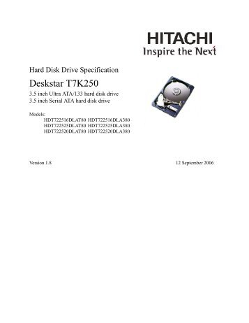 Deskstar T7K250 - Hitachi Global Storage Technologies