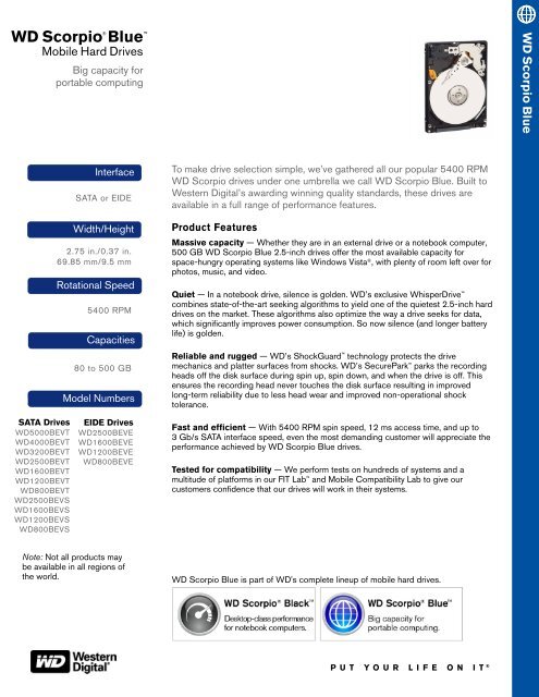 WD Scorpio Blue Series Spec Sheet - Snogard