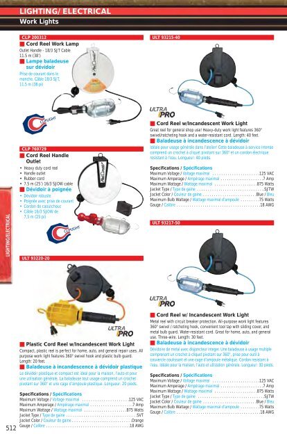 Lighting/Electrical Produits électriques et d ... - NAPA Auto Parts