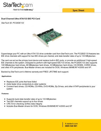 Dual Channel Ultra ATA/133 IDE PCI Card StarTech ... - StarTech.com