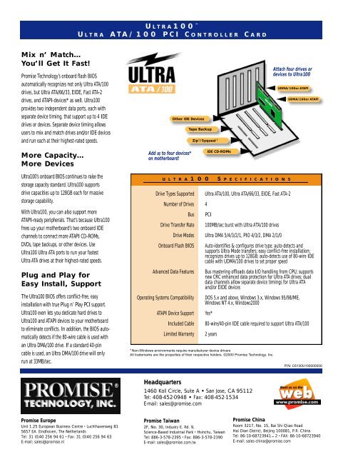 PCI Card for Ultra ATA/100 Drives - Promise Technology, Inc.