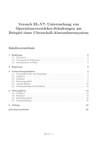 Versuch EL-V7: Untersuchung von Operationsverstärker ...