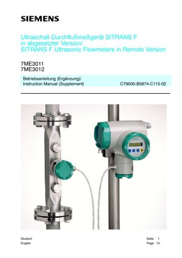 Ultraschall-Durchflußmeßgerät SITRANS F in ... - MPIP - Free