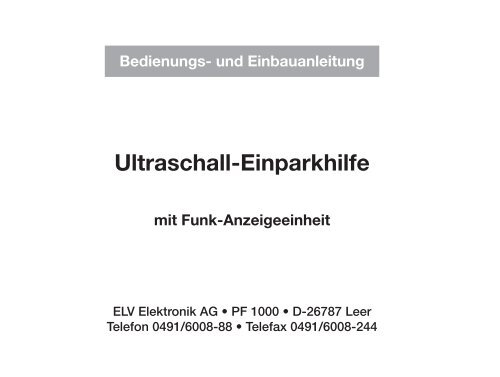 Ultraschall-Einparkhilfe - TecHome.de