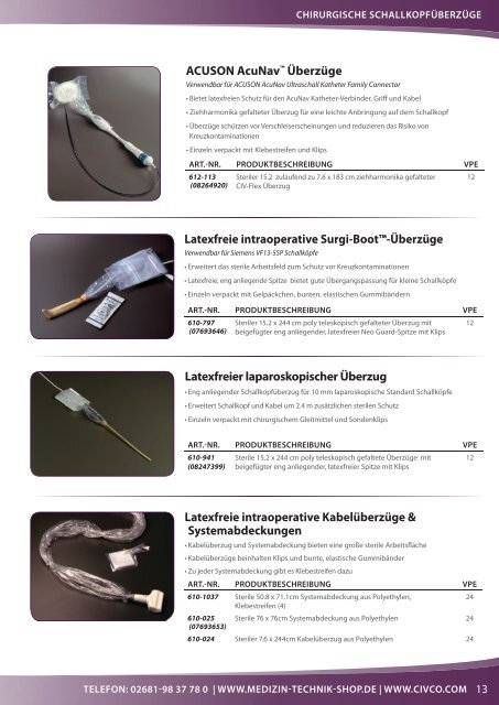 Latexfreie CIV-Flex™ Überzüge - Kröner Medizintechnik