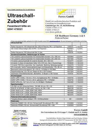 Ultraschall- Zubehör - Ferrex GmbH