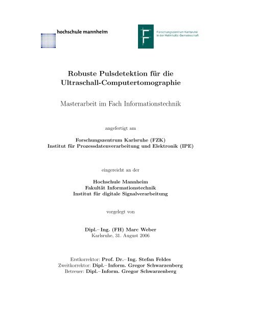 Robuste Pulsdetektion für die Ultraschall-Computertomographie ...