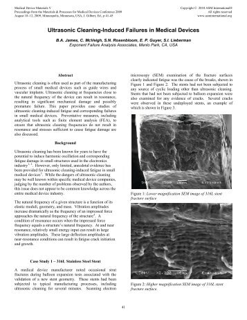 Ultrasonic Cleaning-Induced Failures in Medical ... - ASM International