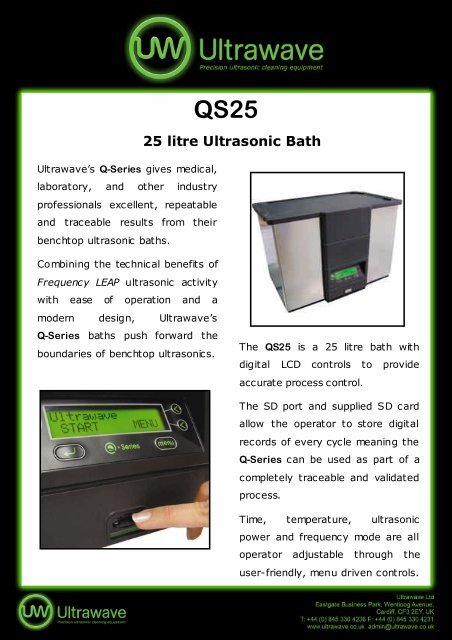 QS25 25 litre Ultrasonic Bath - Veterinary Instrumentation