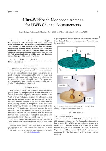 Ultra-Wideband Monocone Antenna for UWB Channel ... - Ensta