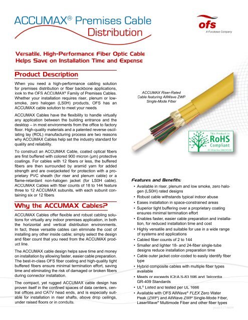 ACCUMAX® Premises Distribution Cable Brochure - Ofs