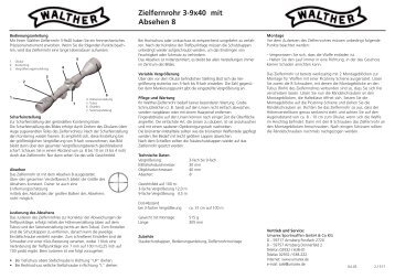 Walther Zielfernrohr 3-9x40 Abs. 8 Bedienungsanleitung D