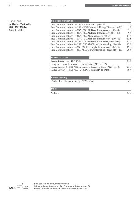 Supplementum 163 - Swiss Medical Weekly