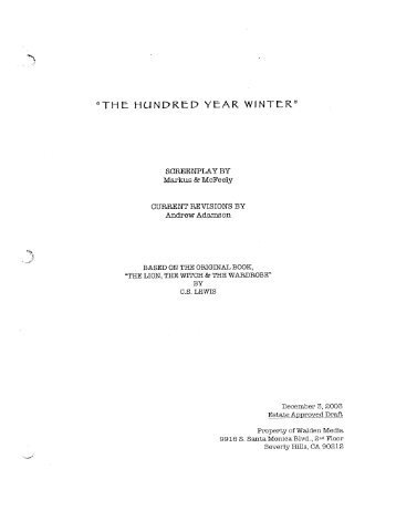 “THE HUNDRED YEAR WINTER” - Daily Script