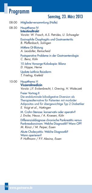 PROGRAMM - bei der Gesellschaft für Gastroenterologie in Nordrhein