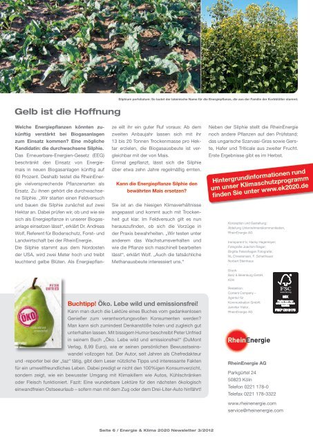 Energie & Klima 2020 Newsletter 3/2012 - RheinEnergie AG