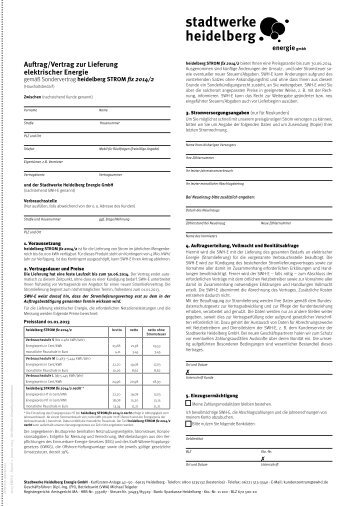 Vertrag: heidelberg STROM fix 2014/2 - Stadtwerke Heidelberg