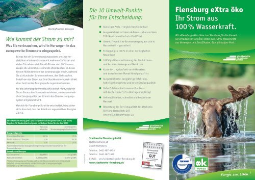 Flensburg eXtra öko Ihr Strom aus 100 % Wasserkraft. - Stadtwerke ...