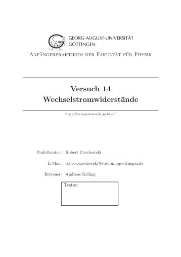 Versuch 14 Wechselstromwiderstände - Zygentoma