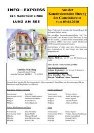 INFOâEXPRESS Aus der Konstituierenden Sitzung ... - Lunz am See