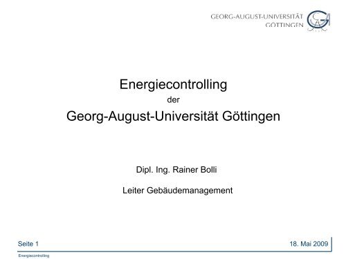 Energiecontrolling Georg-August-Universität Göttingen