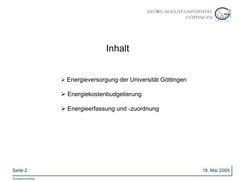 Energiecontrolling Georg-August-Universität Göttingen