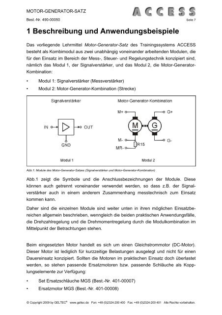 MOTOR-GENERATOR-SATZ - Geltec