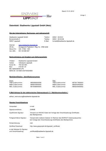 Kontaktdatenblatt - Strom - Stadtwerke-Lippstadt