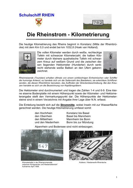 Schulschiff Rhein Die Rheinstrom Kilometrierung
