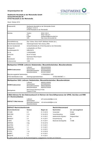 Anlage 1 - Kontaktdaten - Stadtwerke Neustadt