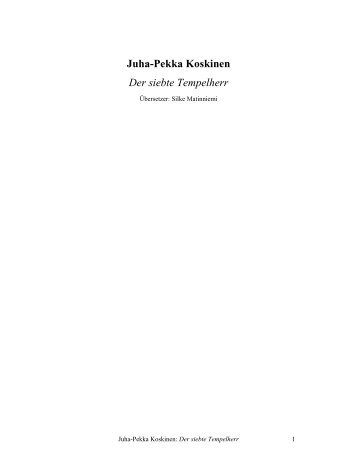 Juha-Pekka Koskinen Der siebte Tempelherr - Finnish Writers