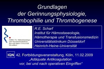 Grundlagen der Gerinnungsphysiologie, Thrombophilie und ...