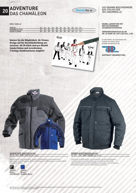 Rheintaltex Berufsbekleidung Katalog 2011/2012