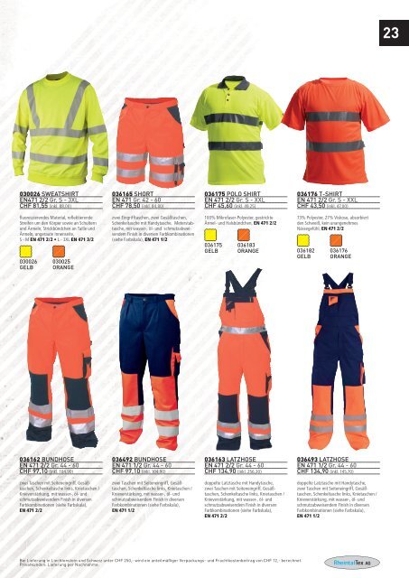 Rheintaltex Berufsbekleidung Katalog 2011/2012