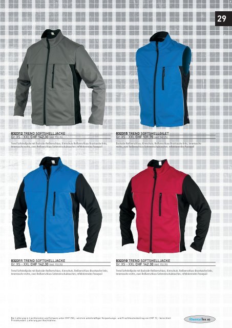 Rheintaltex Berufsbekleidung Katalog 2011/2012