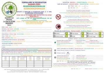 FORMULAIRE DE RESERVATION BOOKING FORM ...