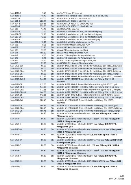 Preisliste ultraMEDIC 2013 - Heinz Stampfli AG