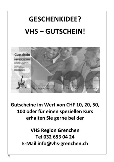 Kursprogramm 1. Semester Februar – Juli 2013 - Volkshochschule ...