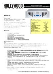 Bedienungsanleitung PA-Verstärker Hollywood „Impact-2000 MKII“