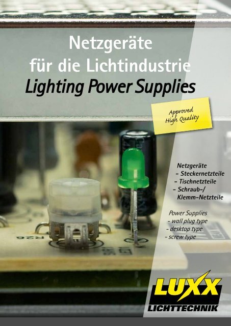 Netzgeräte für die Lichtindustrie Lighting Power Supplies - Luxx ...