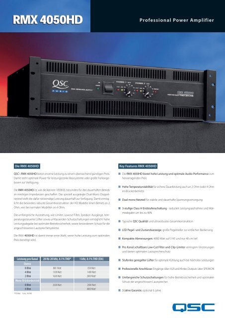 RMX 4050HD Datenblatt - QSC Audio Products